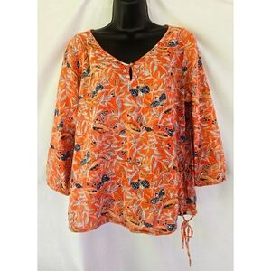 Lucky Brand▪️100% Cotton Floral V-neck 3/4 Sleeve Blouse